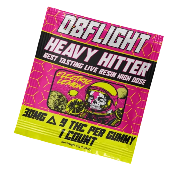 D8Flight Heavy Hitter – D9 30mg Gummy – 1ct Bag – Electric Lemon