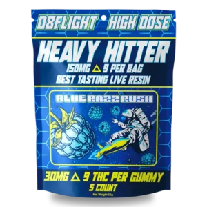 D8Flight Heavy Hitter – D9 30mg Gummy – 5ct Bag – Blue Razz Rush