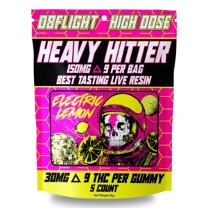 D8Flight Heavy Hitter – D9 30mg Gummy – 5ct Bag – Electric Lemon