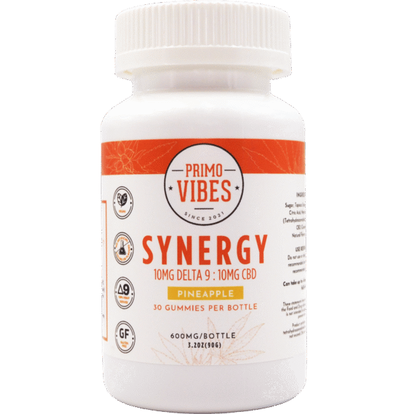 Primo-Vibes-Synergy-10mg-Delta-9-Gummy-Pineapple Synergy 10mg CBD &10mg Delta 9 Gummies